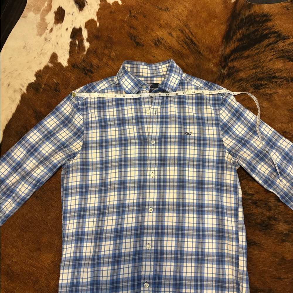 Vineyard Vines Men's White and Blue Check Shirt - Picture 6 of 8